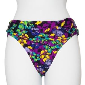 ALLEN B. Multi Color Rouched Small Bikini Swim Bottom NWT
